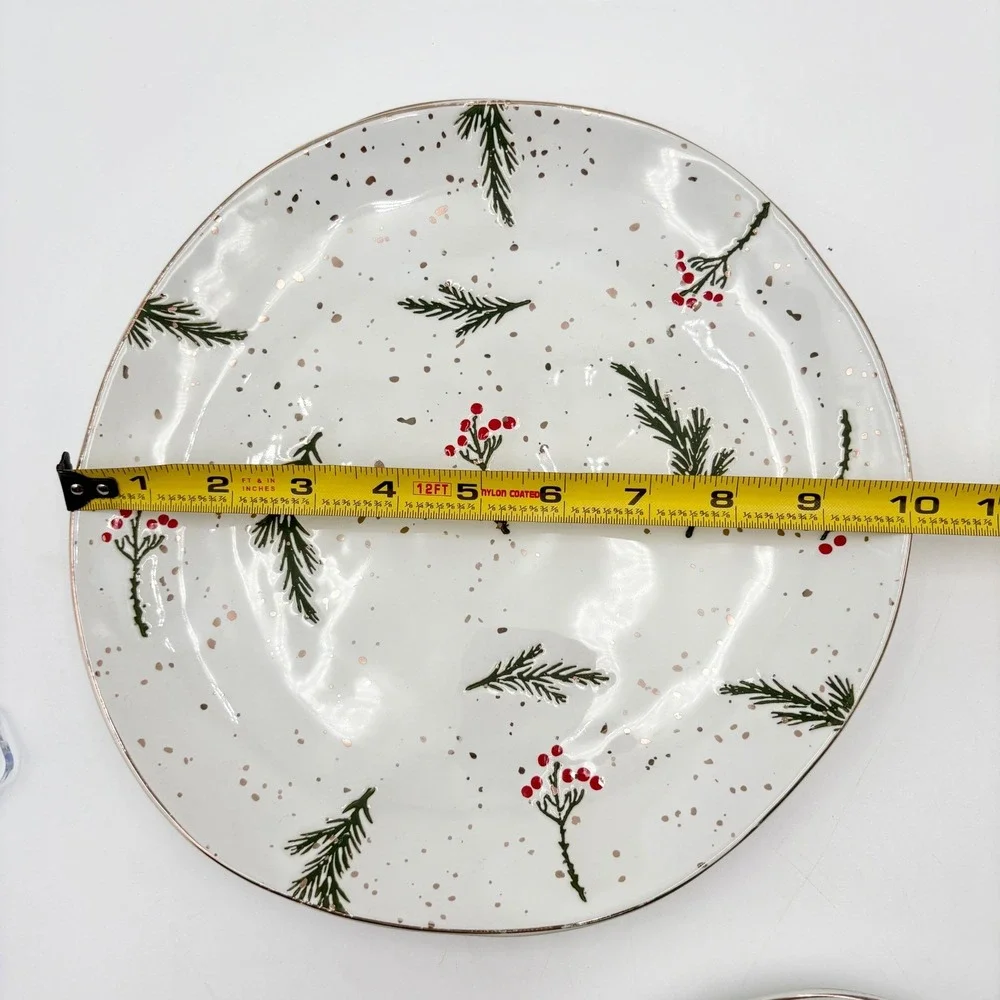 Potters Studio Holiday Plates & Platter Set Christmas Evergreen & Holly Berries
